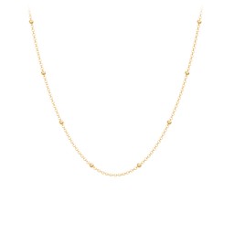 16" Ball Station Cable Chain Necklace in 18K Gold Plated Silver