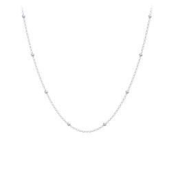 16" Ball Station Cable Chain Necklace in 925 Sterling Silver
