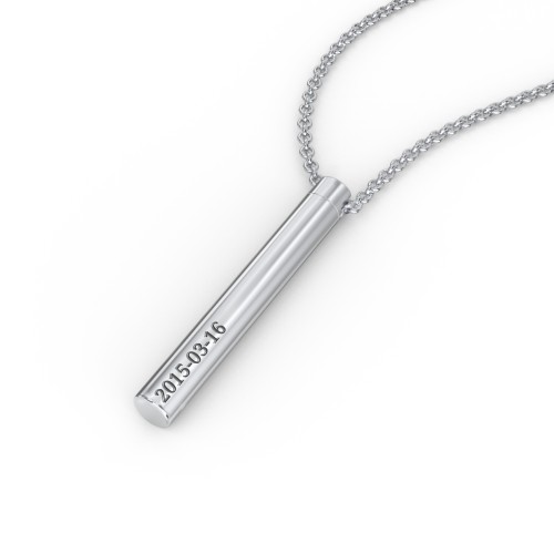 Engravable 3D Cylinder Urn Necklace in Stainless Steel – Stainless Steel