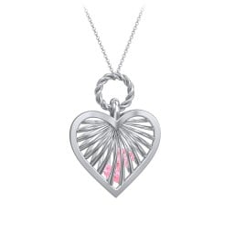 Radiant Caged Heart Necklace with 1-6 Birthstones