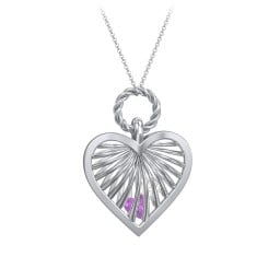 Radiant Caged Heart Necklace with 1-6 Birthstones