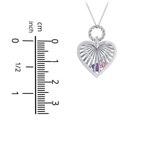 Radiant Caged Heart Necklace with 1-6 Birthstones
