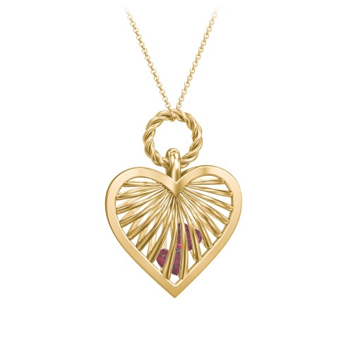 Radiant Caged Heart Necklace with 1-6 Birthstones