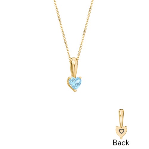 Engravable Generations Stacking Hearts Pendant - 1 – 18K Gold Plated Silver with Blue Topaz