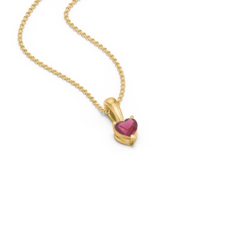 Engravable Generations Stacking Hearts Pendant - 1 – 18K Gold Plated Silver with Ruby