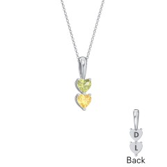 Engravable Generations Stacking Hearts Pendant - 2 – 18K Gold Plated Silver with Amethyst and Cubic Zirconia