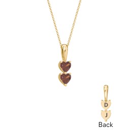 Engravable Generations Stacking Hearts Pendant - 2 in 18K Gold Plated Silver with Garnet