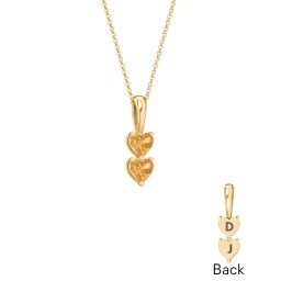 Engravable Generations Stacking Hearts Pendant - 2 in 18K Gold Plated Silver with Citrine