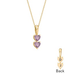 Engravable Generations Stacking Hearts Pendant - 2 in 18K Gold Plated Silver with Alexandrite