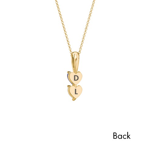 Engravable Generations Stacking Hearts Pendant - 2 – 18K Gold Plated Silver with Blue Sapphire and Cubic Zirconia