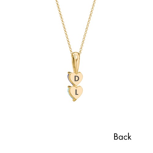 Engravable Generations Stacking Hearts Pendant - 2 – 18K Gold Plated Silver with Blue Sapphire and Blue Topaz