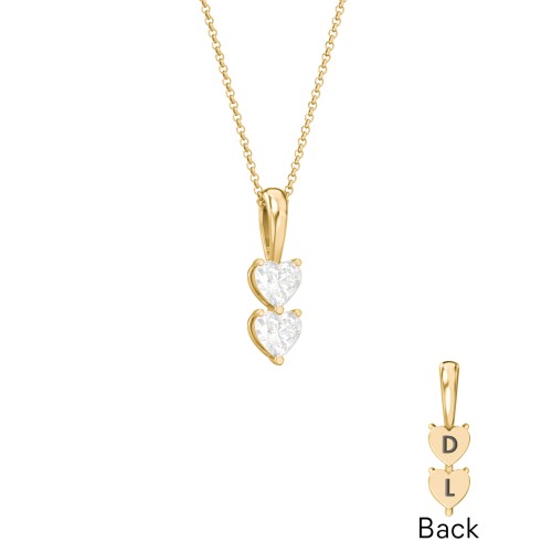 Engravable Generations Stacking Hearts Pendant - 2 – 18K Gold Plated Silver with Diamond