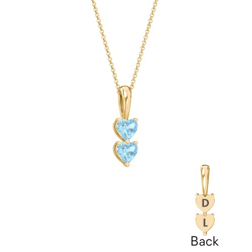 Engravable Generations Stacking Hearts Pendant - 2 – 18K Gold Plated Silver with Blue Topaz