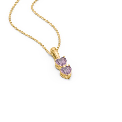 Engravable Generations Stacking Hearts Pendant - 2 – 18K Gold Plated Silver with Alexandrite