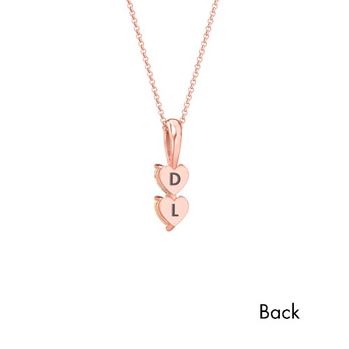 Engravable Generations Stacking Hearts Pendant - 2 – 9kt Rose Gold with Peridot and Citrine