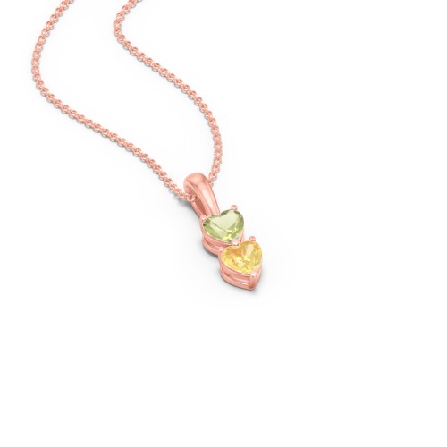 Engravable Generations Stacking Hearts Pendant - 2 – 9kt Rose Gold with Peridot and Citrine