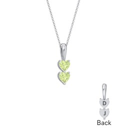 Engravable Generations Stacking Hearts Pendant - 2 in 925 Sterling Silver with Peridot