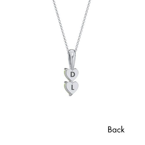 Engravable Generations Stacking Hearts Pendant - 2 – Sterling Silver with Peridot