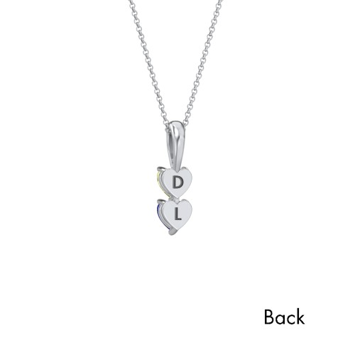 Engravable Generations Stacking Hearts Pendant - 2 – Sterling Silver with Peridot and Blue Sapphire