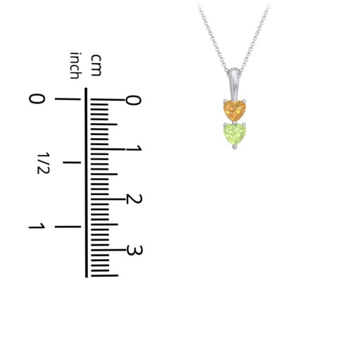 Engravable Generations Stacking Hearts Pendant - 2 – Sterling Silver with Peridot and Citrine
