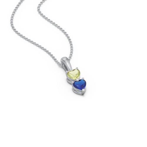 Engravable Generations Stacking Hearts Pendant - 2 – Sterling Silver with Peridot and Blue Sapphire
