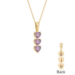 Engravable Generations Stacking Hearts Pendant - 3 in 18K Gold Plated Silver with Alexandrite