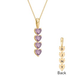 Engravable Generations Stacking Hearts Pendant - 4 in 18K Gold Plated Silver with Alexandrite