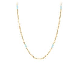 Engravable Bar Open Curb Chain with Blue Enamel Bars