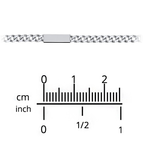 Engravable Bar Open Curb Chain with Blue Enamel Bars – Sterling Silver