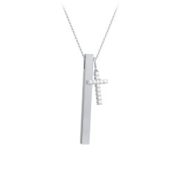 Slim Engravable 3D Bar Pendant & Cross Charm