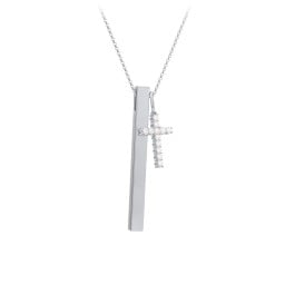 Slim Engravable 3D Bar Pendant & Cross Charm