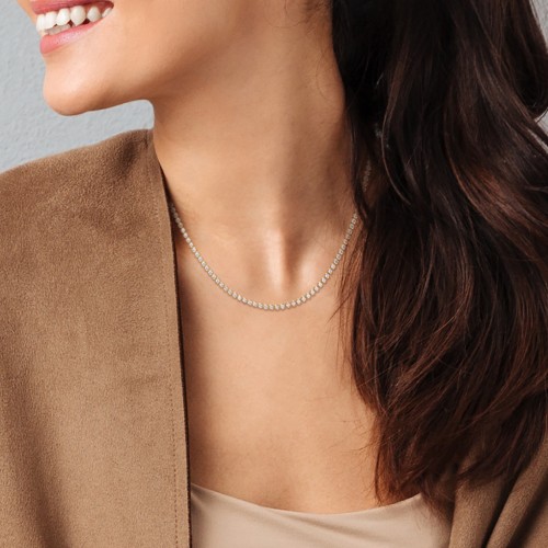 Round Cubic Zirconia Tennis Necklace