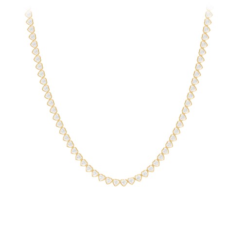 Heart Cubic Zirconia Tennis Necklace – 18K Gold Plated Silver