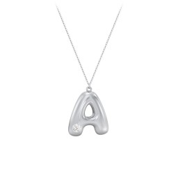 Custom Bubble Initial Necklace with Birthstone