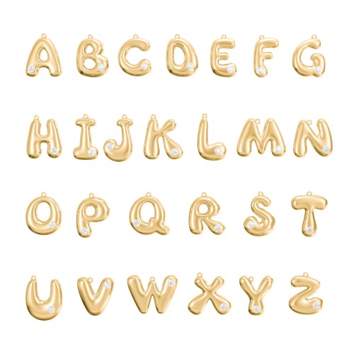 Custom Bubble Initial Necklace with Birthstone