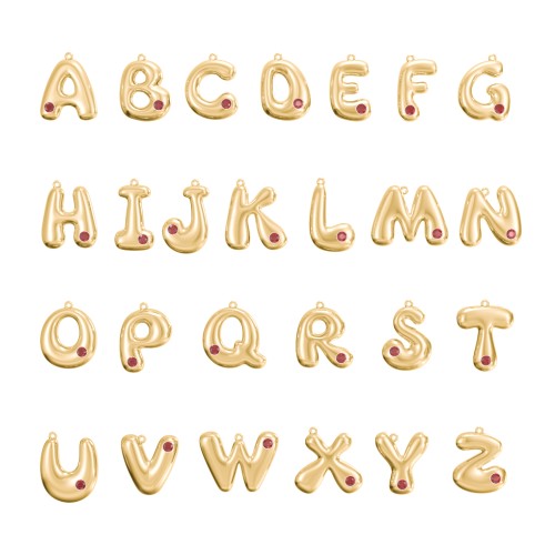 Custom Bubble Initial Necklace with Birthstone