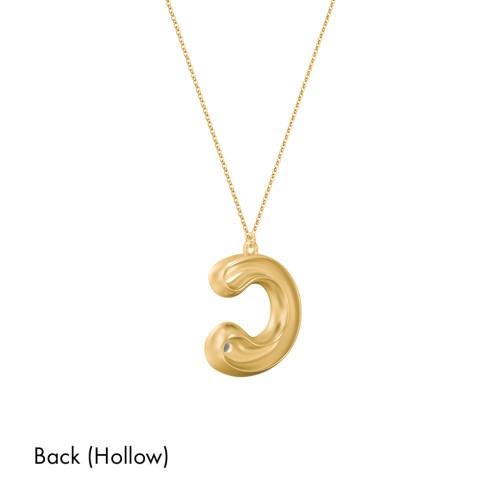 Custom Bubble Initial Necklace with Birthstone – 18K Gold Plated Silver with Smokey Quartz