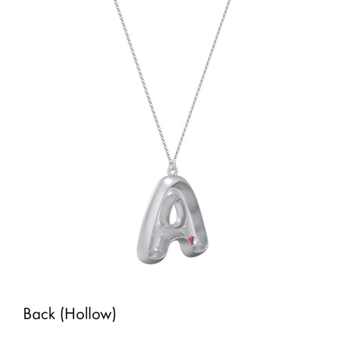 Custom Bubble Initial Necklace with Birthstone – Sterling Silver with Garnet