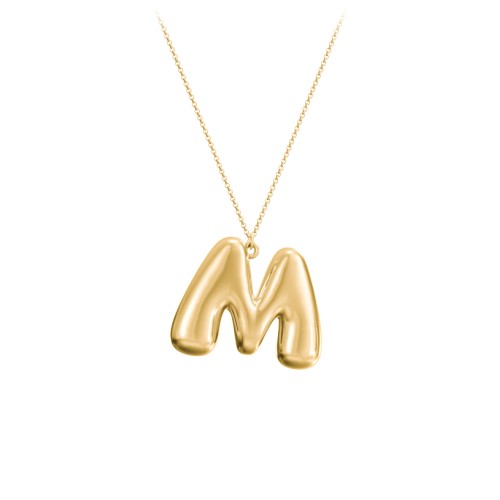 Custom Bubble Initial Necklace – 18K Gold Plated Silver