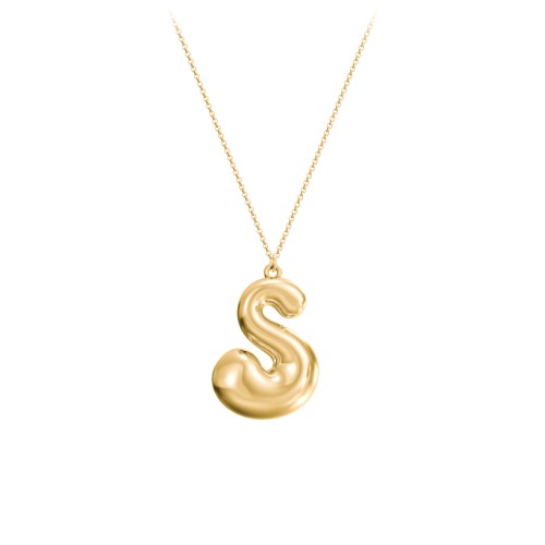 Custom Bubble Initial Necklace – 18K Gold Plated Silver