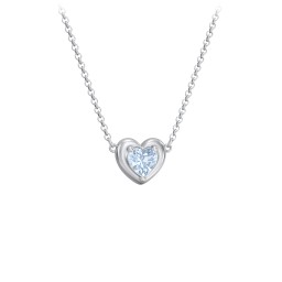 Puffy Heart Pendant with 1 Birthstone