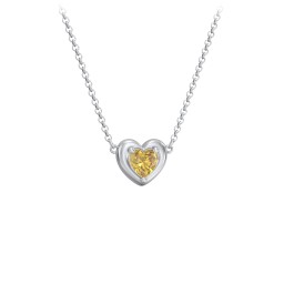 Puffy Heart Pendant with 1 Birthstone