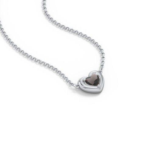 Puffy Heart Pendant with 1 Birthstone