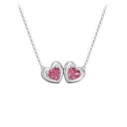 Puffy Heart Pendant with 2 Birthstones