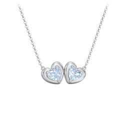 Puffy Heart Pendant with 2 Birthstones