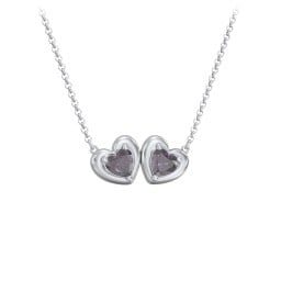 Puffy Heart Pendant with 2 Birthstones