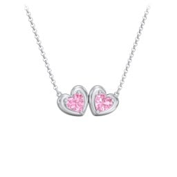 Puffy Heart Pendant with 2 Birthstones