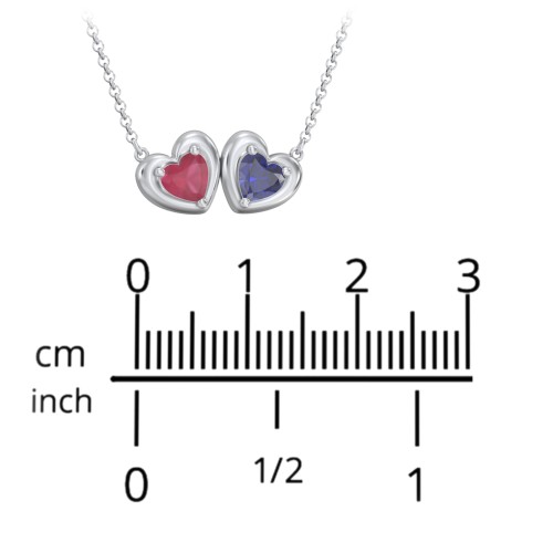 Puffy Heart Pendant with 2 Birthstones – Sterling Silver with Blue Topaz and Peridot