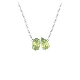 Toi et Moi Oval and Pear Gemstone Necklace