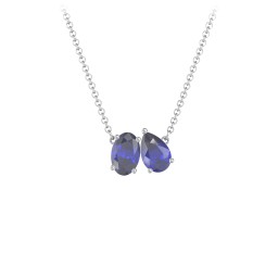 Toi et Moi Oval and Pear Gemstone Necklace